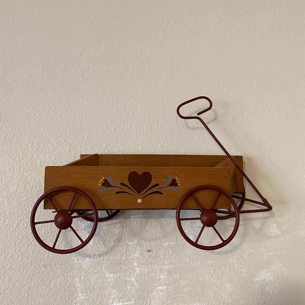 Country farmhouse Wood and metal wagon shelf
